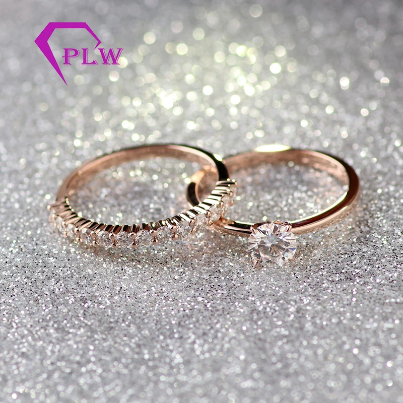 5 мм лабораторный алмаз обручальное кольцо Набор круглой огранки 14 к розовое