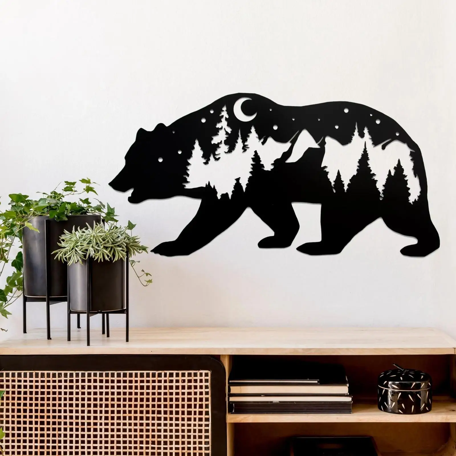 

Metal Bear 35x17cm Animal Minimalist Room Hanging Metal Wall Decor Bear Wall Silhouette for Kitchen Gifts Office Nursery Home