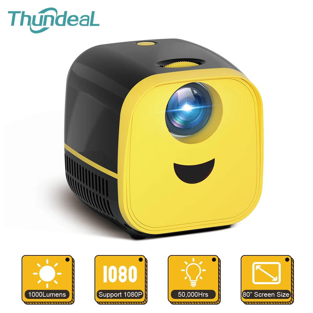 

Thundeal New Mini Portable Projector L11000 lumen Support 1080p 3D Full HD Home Media Player for Children Projector Kids Gift