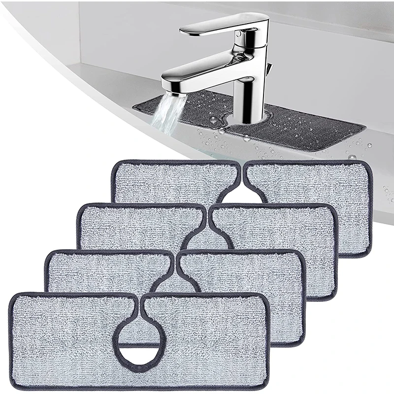 

4pcs/set Kitchen Faucet Absorbent Mat Sink Splash Guard Microfiber Faucet Splash Catcher Countertop Protector Kitchen Bathroom