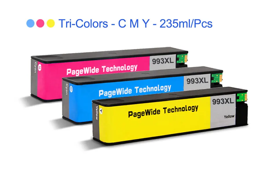 C M Y - 3 PCS Третьи вечерние чернильные картриджи hp 993 993XL для принтера hp PageWide 755dn 774dn/s 750dn/dw 772dn/dw 777z 777zs - Цвет: C M Y - 3 PCS