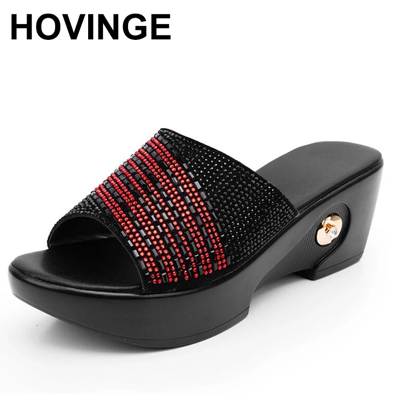 Сандалии HOVINGE женские из натуральной кожи босоножки с кристаллами открытый носок