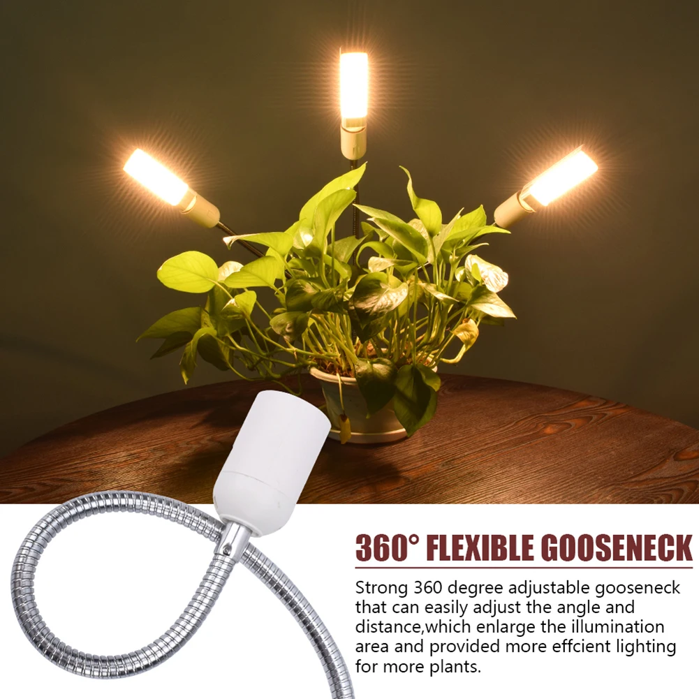 

60W 5V Dimmable Three-head Flat Clip Corn Plant Light Full Spectrum Warm White 3000K 132LED Silver