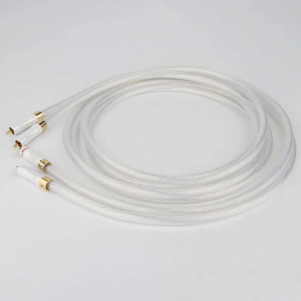 

Pair 5N OCC Silver Plated RCA cable RCA TO RCA interconnect Audio Cable wire With Gold plated R1704 RCA Plug
