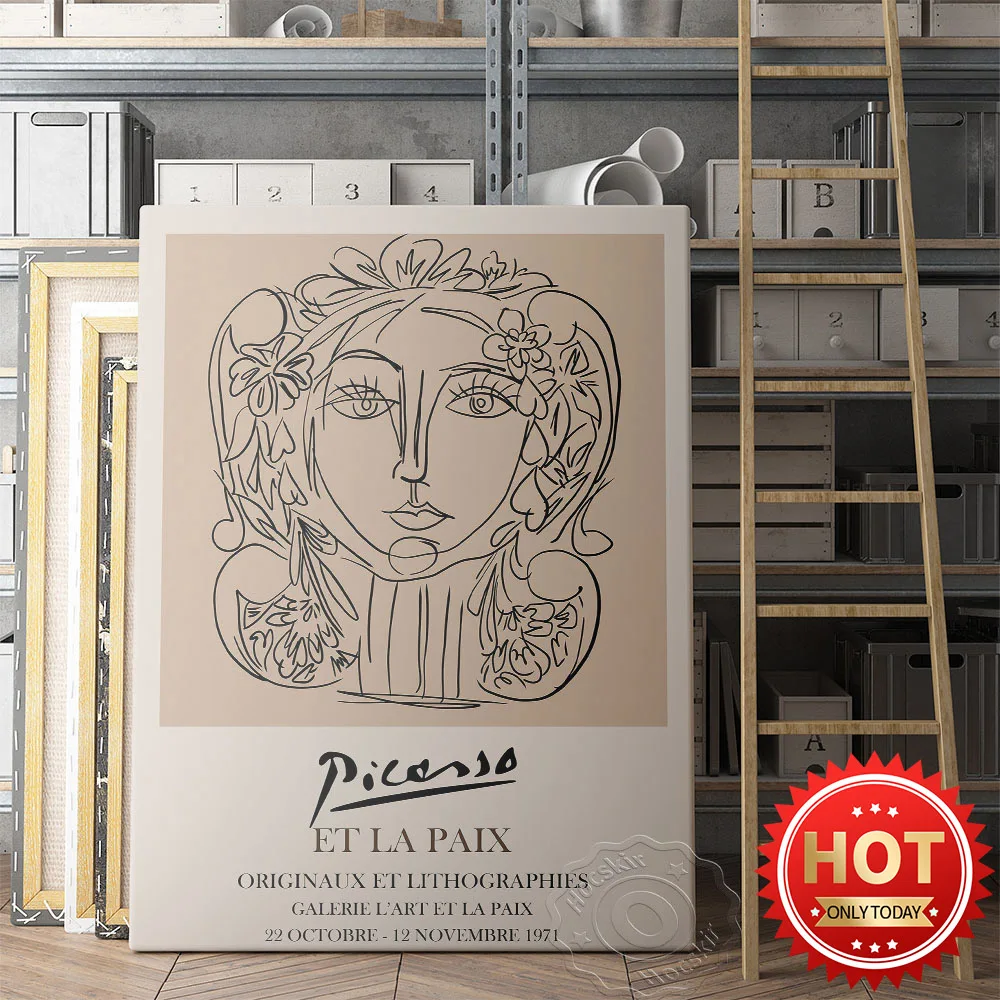 Выставочный плакат Пикассо пейзаж мира с абстрактными персонажами настенное