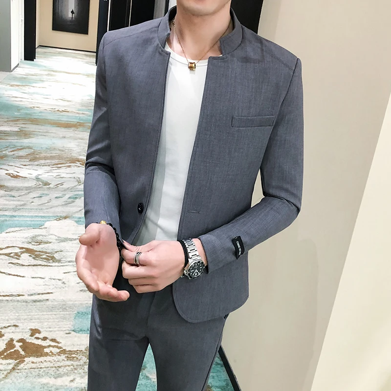 

Color Solid Fashion Slim V-neck Handsome Long Sleeve Suit Blazer Hombre Casual Mens Blazer Jacket Stylish Blazers For Men Black