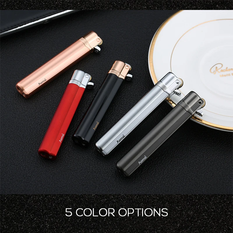 Компактная Портативная Бутановая Зажигалка металлическая газовая многоразовая