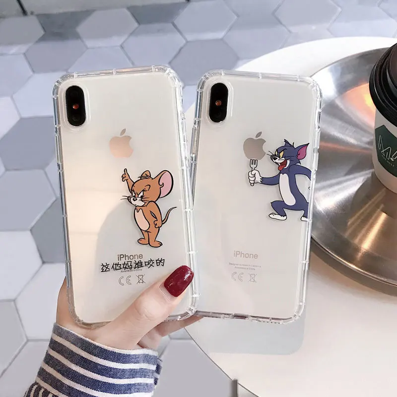 Мультяшный чехол для телефона для iphone X XS Max XR милый кот Том чехол для iphone 8 7 6 6S Plus Мягкие силиконовые прозрачные чехол