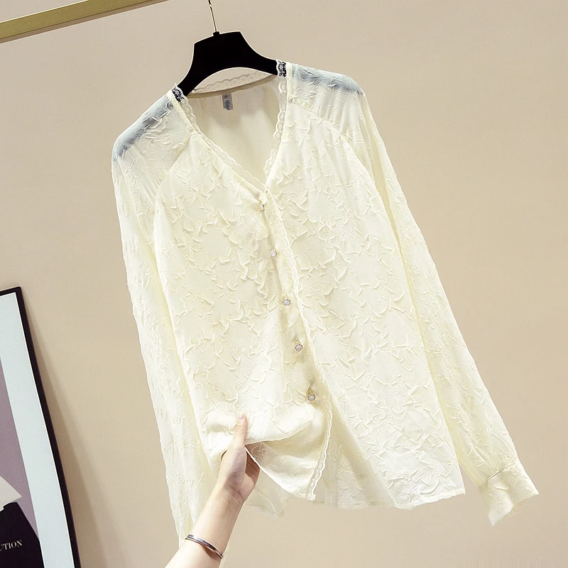 

Женская шифоновая рубашка с длинным рукавом и V-образным вырезом