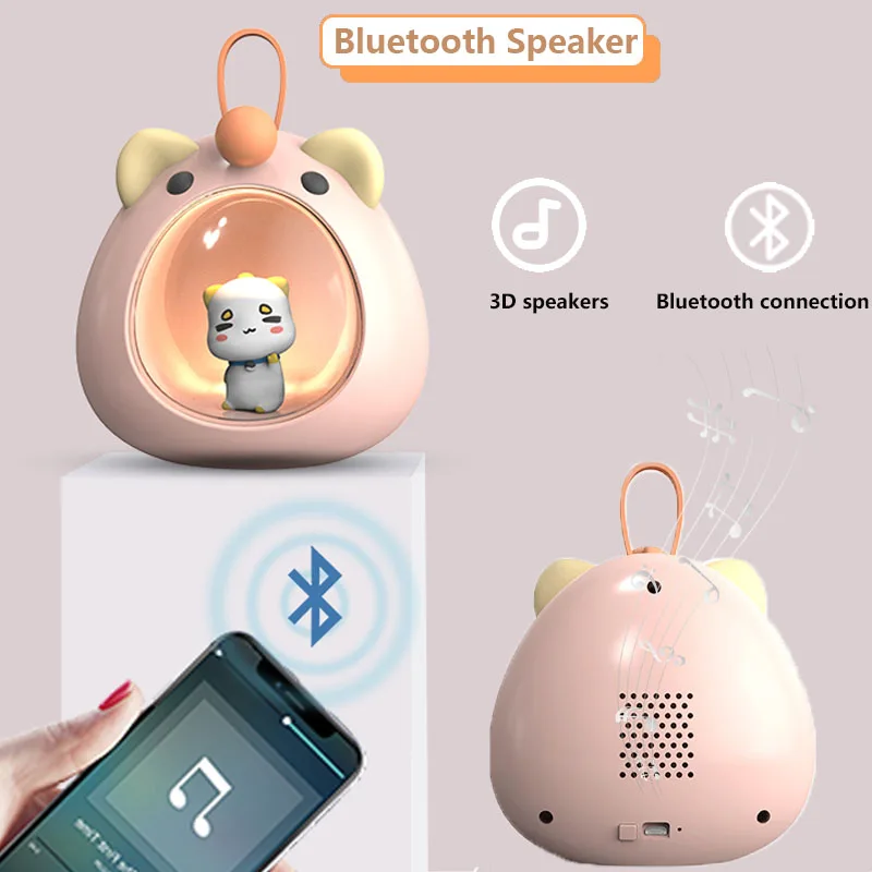 

Cute Cartoon Wireless Bluetooth 5.0 Speaker Portable Subwoofer Mini LED Night Light High Music Player Support USB Charging