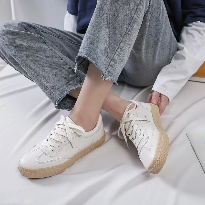 

Casual Flats Sneakers Women's Fashion Trend White Comfortable Vulcanize Shoes Female Women Sneakers Leather Shoes