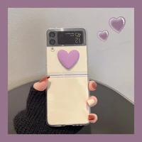 for samsung zflip3 case silicone purple love heart four corner shatter resistant cover for samsung zflip 3etui soft case