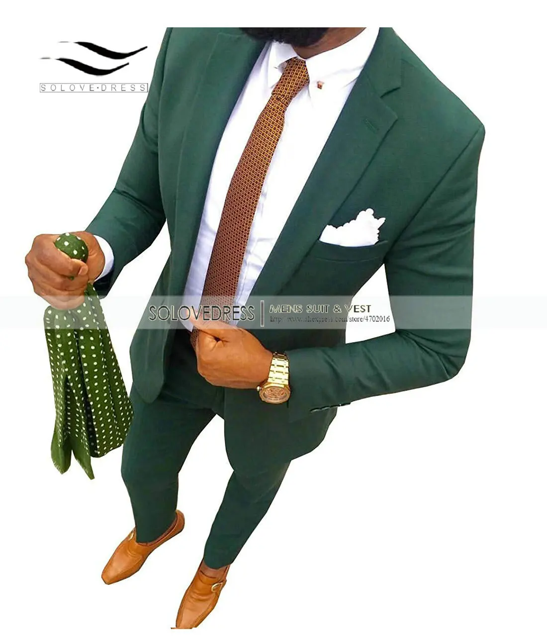 Blackish Green Новинка, кофейный мужской костюм, модный, 2 предмета, с отворотом, плоский, приталенный, смокинг, Женихи, мужской блейзер для свадьбы, выпускного, вечерние - Цвет: Blackish Green