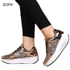 Женские кроссовки без шнуровки EOFK, на платформе, мягкие Повседневные Удобные Мокасины золотого цвета, лоферы на плоской подошве, осень