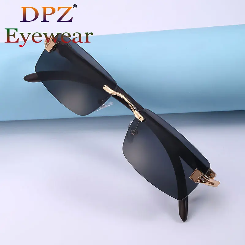 Солнцезащитные очки без оправы для мужчин и женщин роскошные модные брендовые