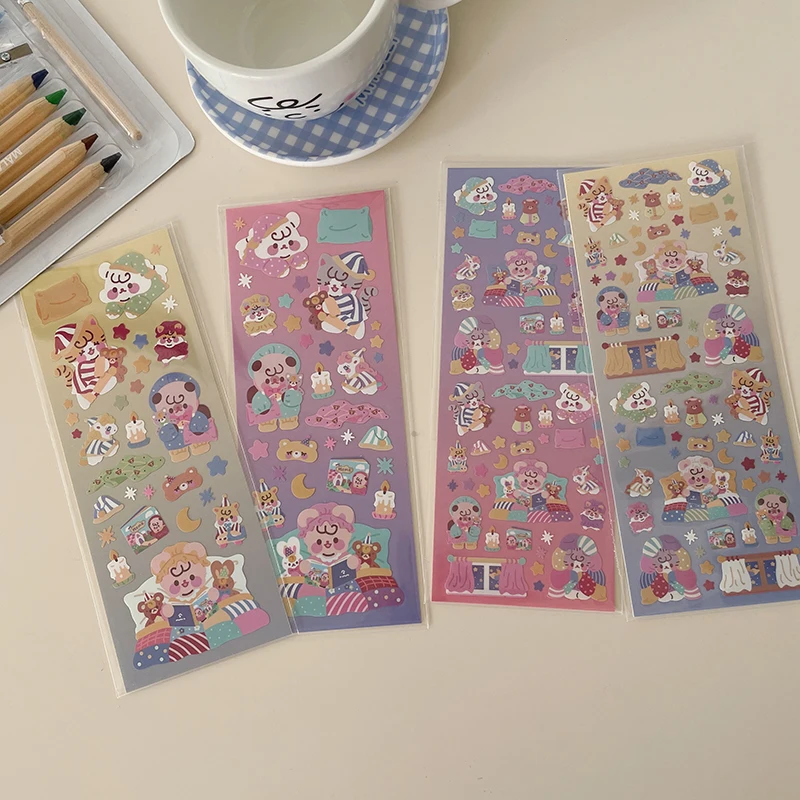 

Cute Bear Colorful Laser Decorative Sticker DIY Scrapbooking Collage Album Diary Happy Planner Journal Stationery Sticker