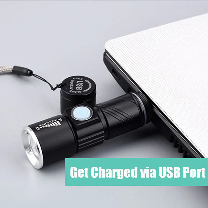 Мини USB Перезаряжаемый светодиодный фонарик 3 режима масштабирования мощный Lanterna