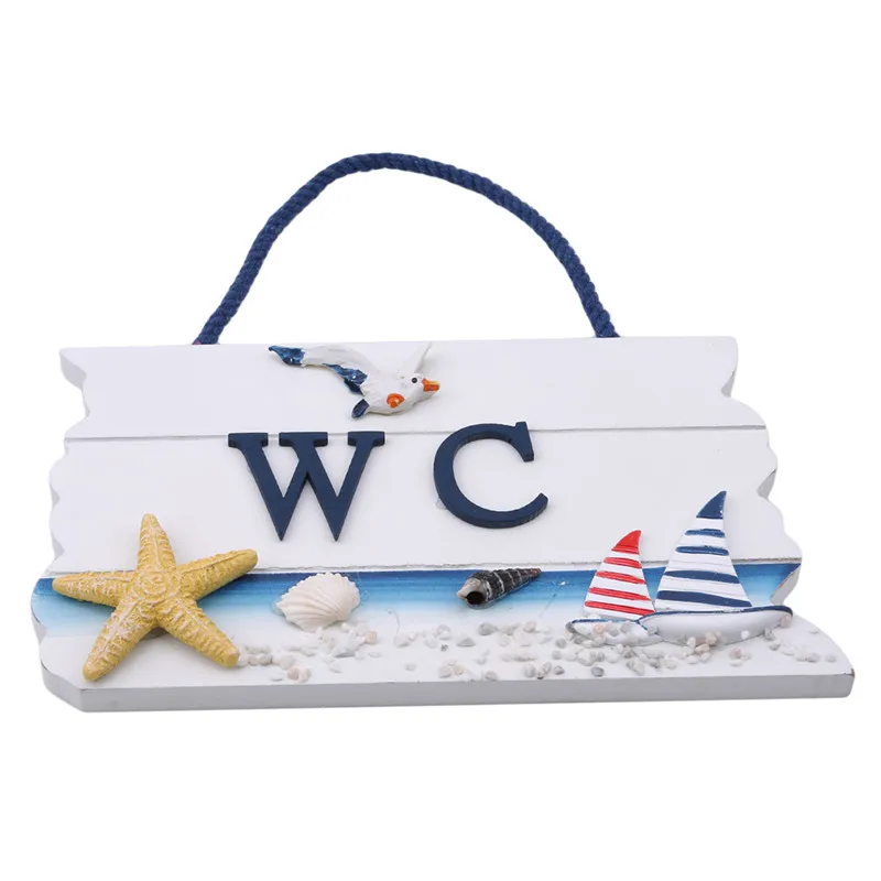 Средиземноморский стиль деревянная дверь WC висячая бирка ванная комната туалет