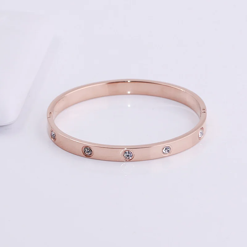 

YUNAO Beautiful Lovers Bracelets Woman Bracelets Stainless Steel Bangles and Bangles Cubic Zirconia Golden Woman Jewelry Gifts