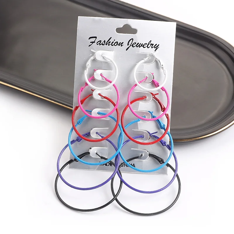 Серьги для женщин набор сережек большие круглые серьги 6 Пары/компл. Ретро панк