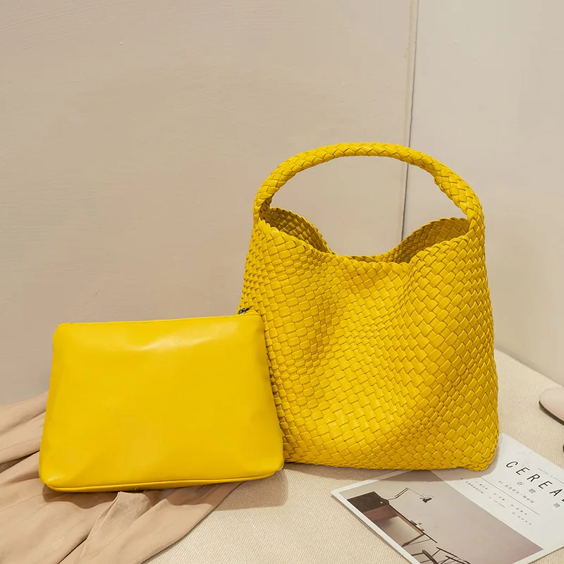 

Handmade Woven Bag Women 2020 New Fashion Shoulder Bag Simple Large Capacity Casual Totes High Quality Women Purse and Handbags