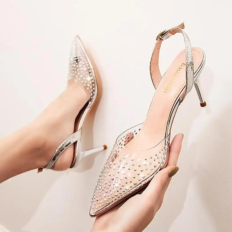 Туфли лодочки женские на высоком каблуке Простые сандалии с острым носком