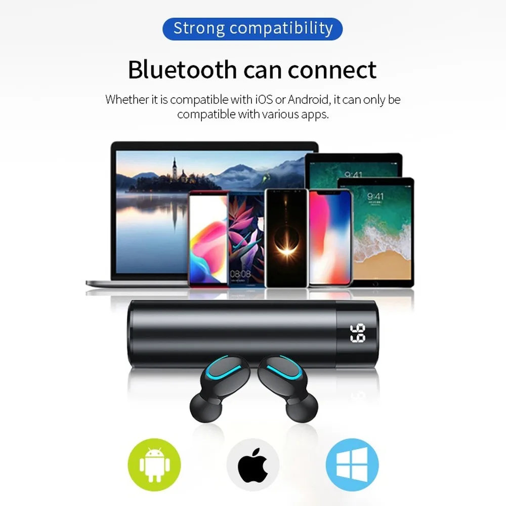 Q67 Bluetooth наушники 5,0 беспроводные гарнитуры 3D стереосистемы мини с двойным микрофоном спортивные водонепроницаемые наушники с зарядным устройством 3500 мАч
