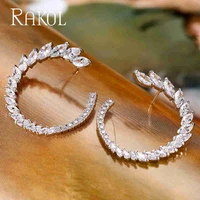 rakol brand new fashion marquise cut cubic zirconia moon stud earrings for women shinny letter c shape party jewelry gift