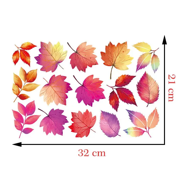 

Thanksgiving Deco Wall Sticker Autumn Leaf Wall Sticker Living Room Color Maple Leaf Decoration Window Sticker Self-adhesive PVC