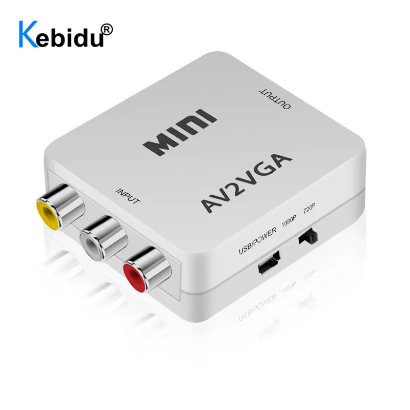 Преобразователь аудиовхода RCA AV в VGA с 3 5 мм аудио мини HD AV2VGA видео адаптер для ПК к