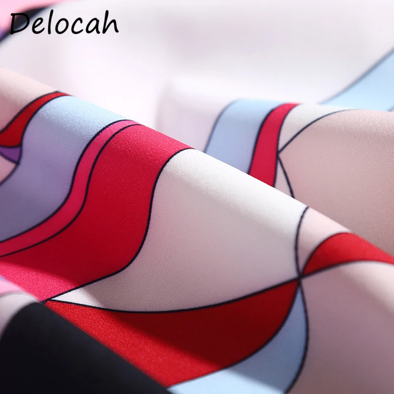 

Delocah Women Summer Fashion DesignerParty Long Dress Bow Batwing Sleeve Colorblock Printed Ladies Loose Dresses vestidos 20201