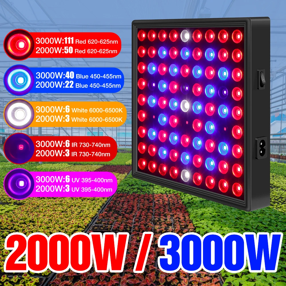

Full Spectrum LED Grow Light 220V Phyto Lamp For Plants Lighting 2000W 3000W Fito Lamps Greenhouse Hydroponic Flower Growth Tent