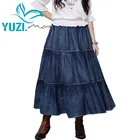 Юбки Женские s 2020 Yuzi.may Boho, новая джинсовая женская юбка с многослойным расклешенным подолом, винтажные Лоскутные Длинные синие юбки, X2230