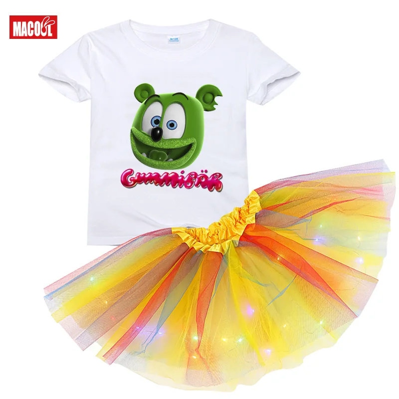 tutu dress for girls clothing set Outfit Party Set Rainbow Princess Skirt LED Set bear Toddler Girl Summer Clothes Kids Clothing