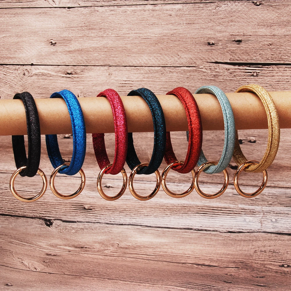 Оптовая продажа Круглый браслет брелок с блестками металлическим кольцом DOM1091294 |