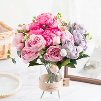silk peony rose bouquet 30cm 5 heads 4 buds christmas decorations for home diy living room fake flowers wedding holiday supplies