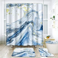 marble texture print shower curtain set carpet cover toilet cover bathroom mat cushion cover bathroom curtain household