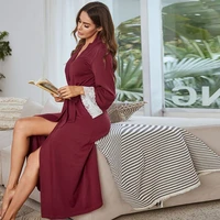 robes for women liva girl comfortable nightgown springsummer new lounge knitted lace decoration long hot selling homewear