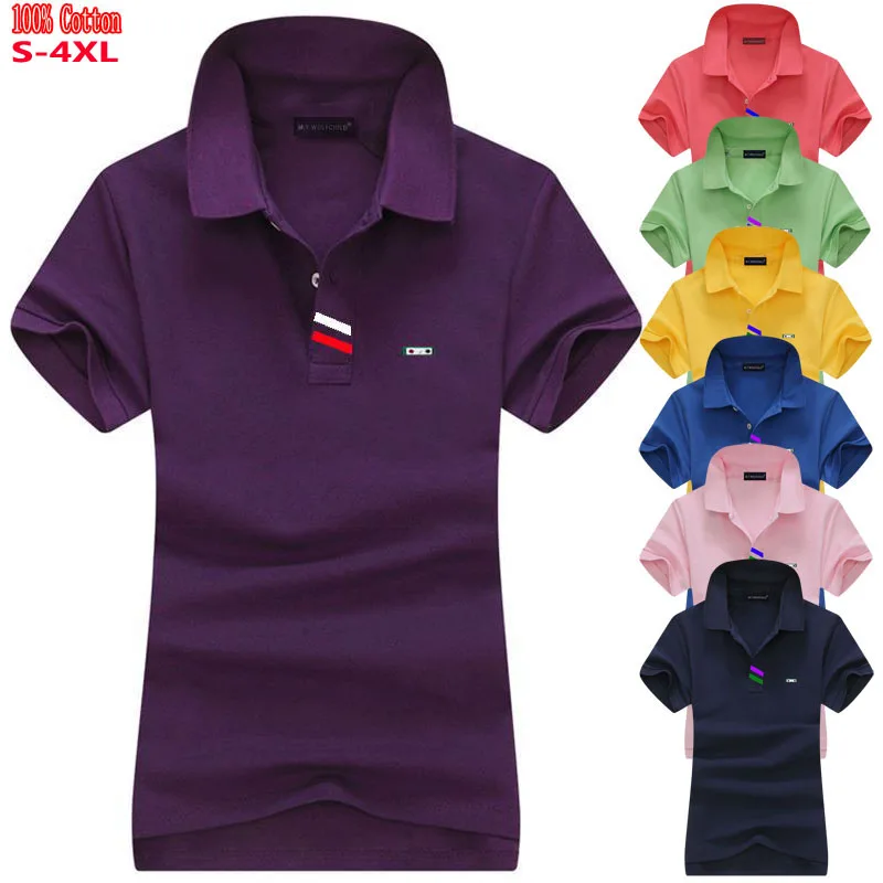 Женские футболки поло с коротким рукавом повседневные облегающие топы из 100%