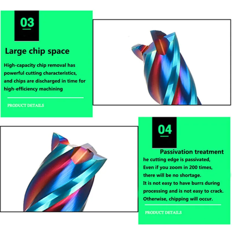 Нано-Концевая фреза из карбида вольфрама 4 мм HRC65 ° 4F сплава режущий инструмент