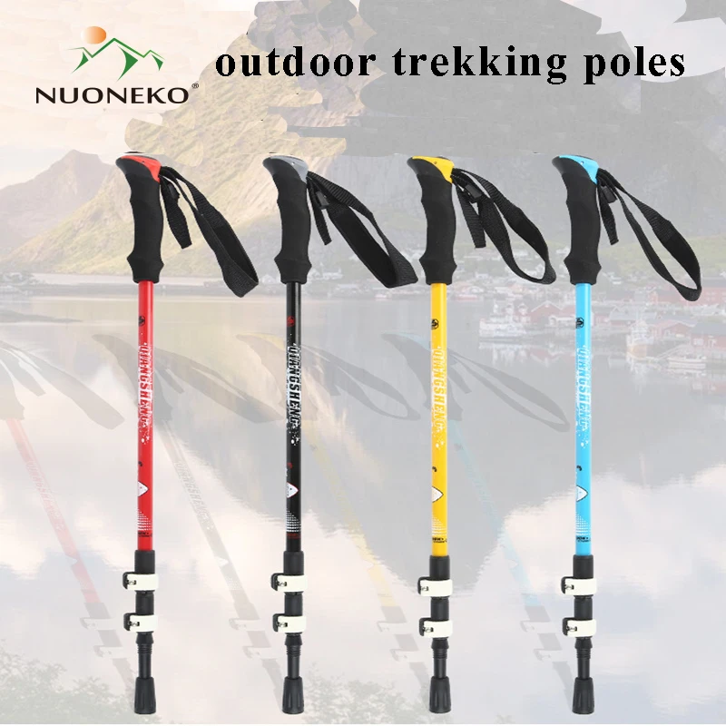 

NUONEKO Trekking Telescopic Stick Camping Accessories Three-section Telescopic Nature Hike Climbing Tourism Hiking Canes CA13