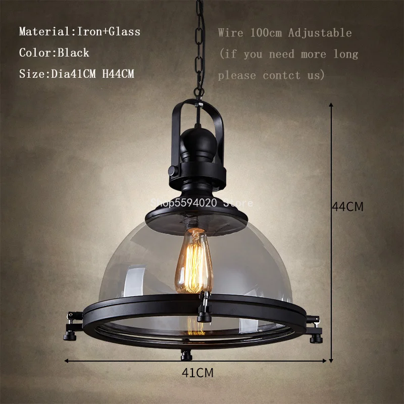 Американский ретро-абажур из Промышленного Стекла подвесной светильник для