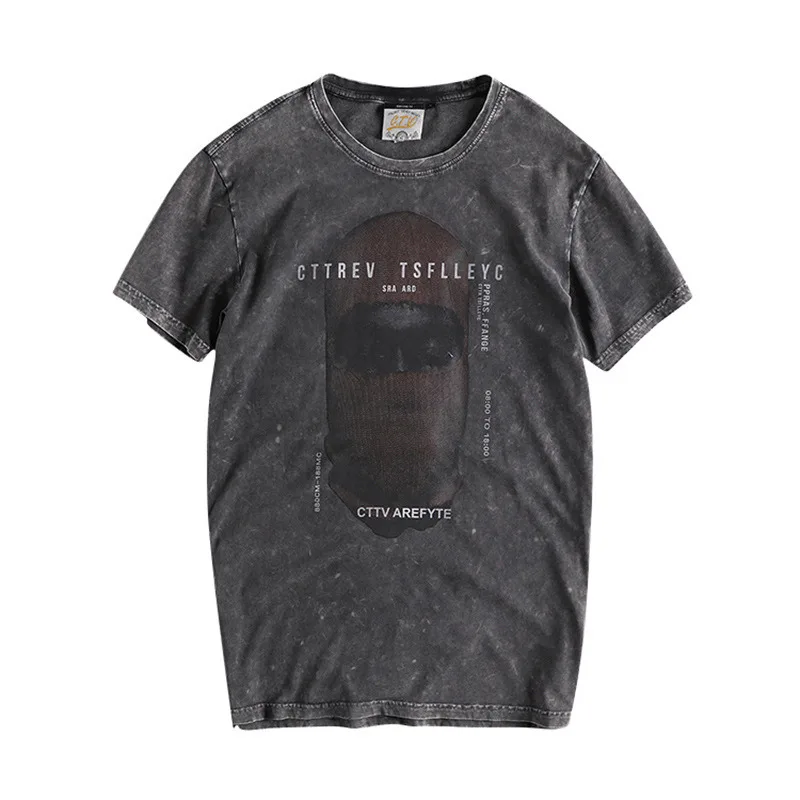 

men Summer vintage printing tees comfortable round neck trendy harajuku cotton shirts men's short-sleeved T-shirt tees