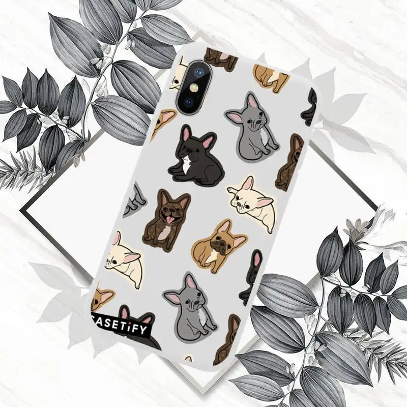 

Hot French Bulldog Dog Phone Case White Candy Color for iPhone 11 12 mini pro XS MAX 8 7 6 6S Plus X SE 2020 XR