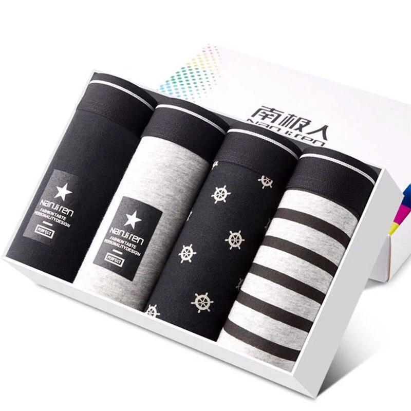 4Pcs/Lot Men'S Underwear Men'S Cotton Shorts Boxer Shorts Soft Breathable Brand High-Quality Men'S Boxer Shorts