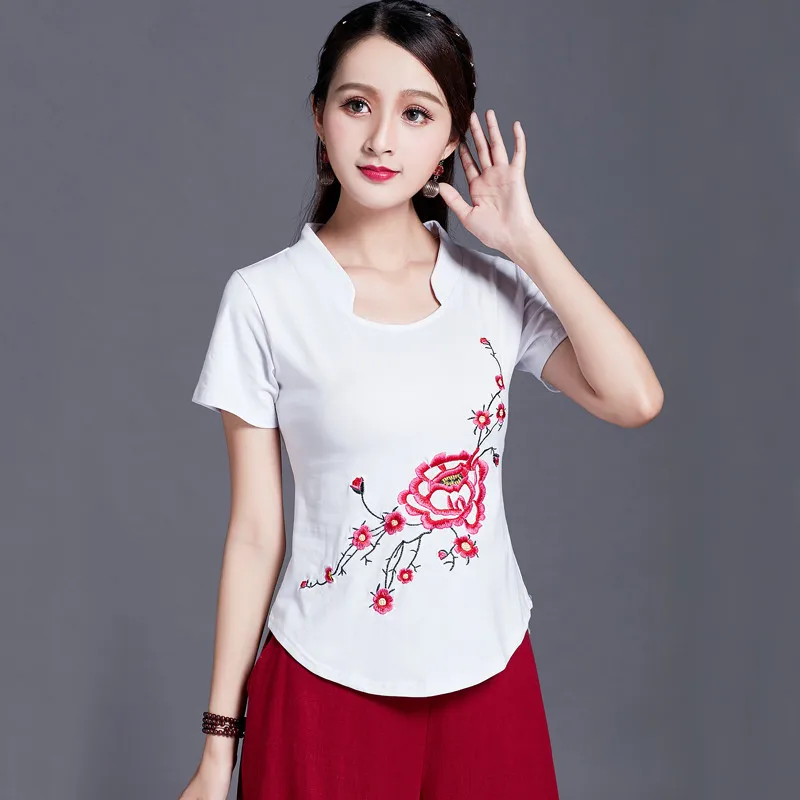 Одежда народный топ на заказ футболка с вышивкой женская модная Женский