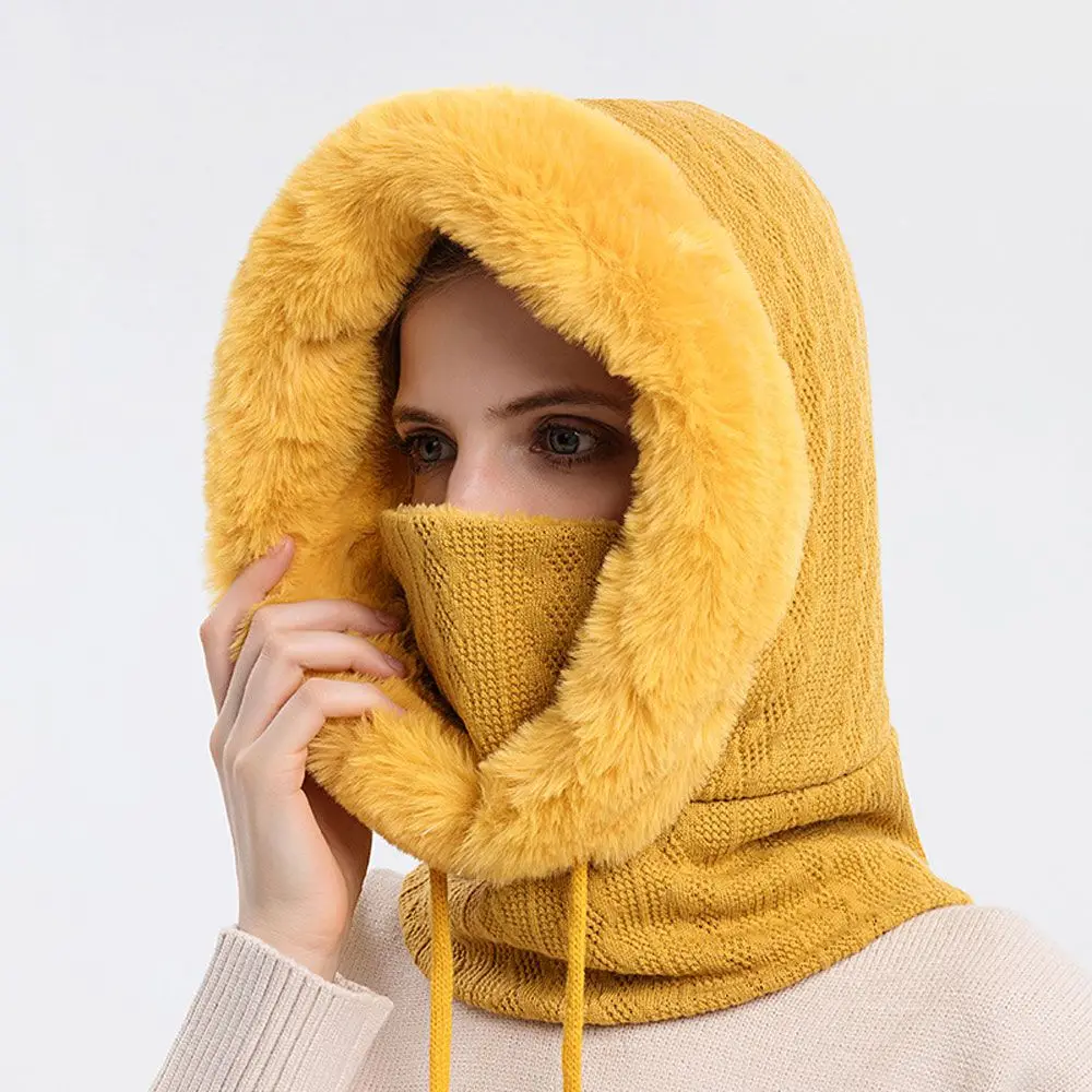 

Fashion Cashmere Collar Ski Winter Hooded Hat Set Cap Outdoor Riding