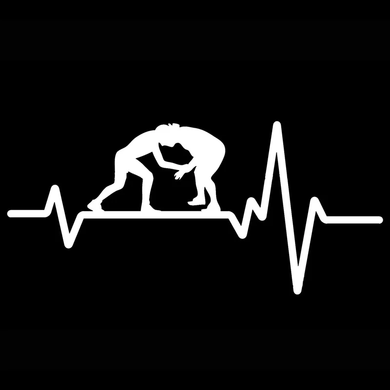 

15 см * 7 см борьба Greco Roman Grappling Heartbeat виниловая наклейка для автомобиля украшение автомобиля водонепроницаемые наклейки