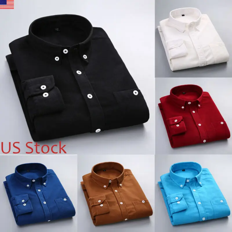 Мужская Вельветовая рубашка на пуговицах Повседневная с длинными рукавами и