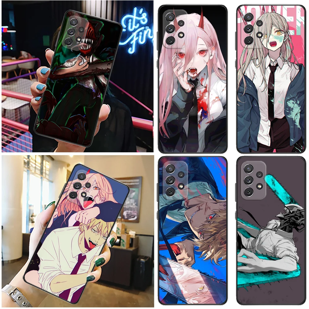 

Cartoon Anime Chainsaw Man Phone Case For Samsung Galaxy A51 4G 5G A71 A52 A72 Chainsaw Man Anime Carcasa Soft TPU Cases